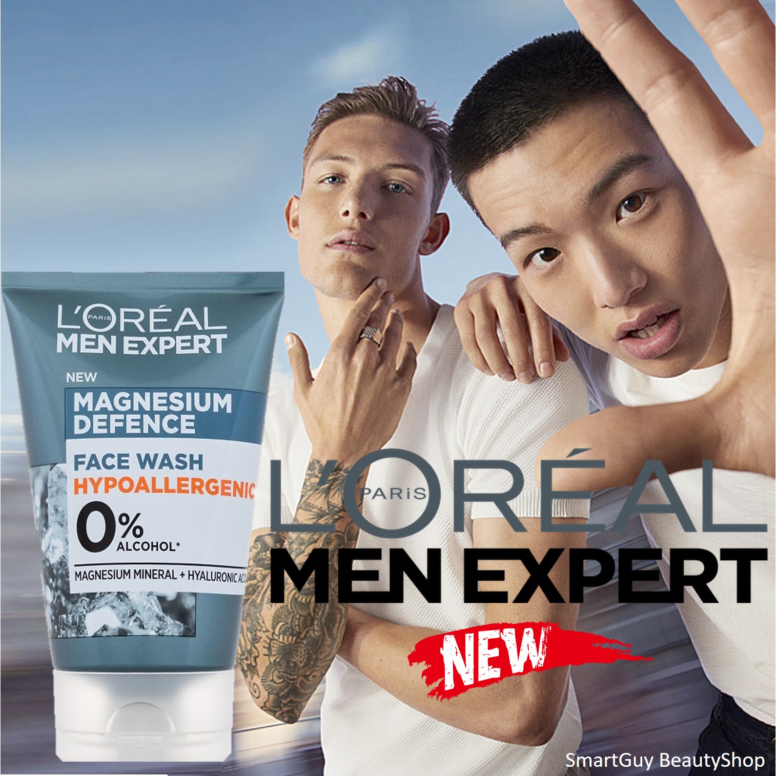 L'OREAL MEN EXPERT MAGNESIUM DEFENCE SENSITIVE FACE WASH 100ml ผลิตภัณฑ์ล้างทำความสะอาดผิวหน้าผู้ชายสูตรพิเศษใหม่ล่าสุดจากลอรีอัลปารีส