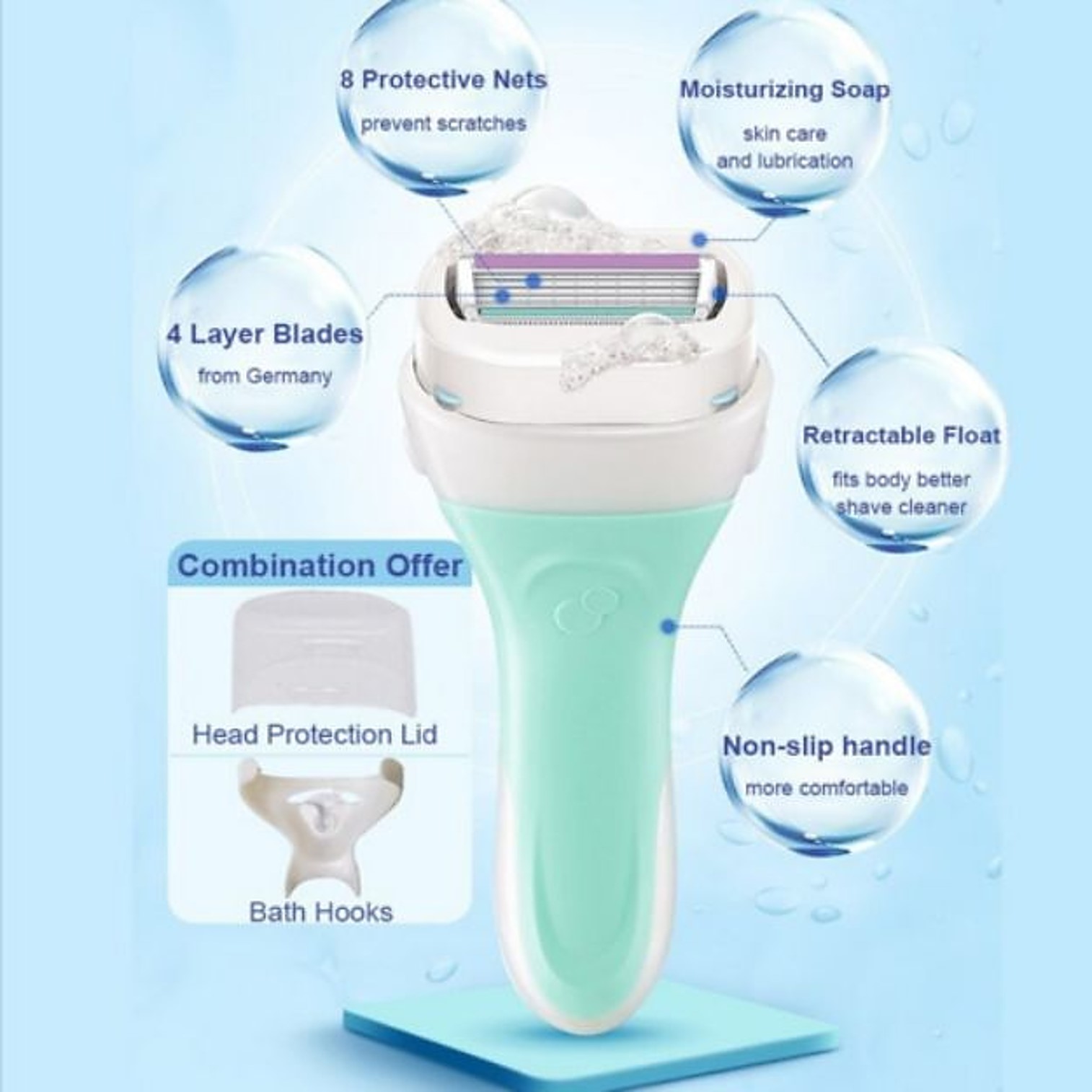 Schick Intuition Sensitive Care Razor with 1 Refill Cartridge and Shower Hanger ชุดมีดโกนกำจัดขนรุ่นพิเศษมาพร้อมก้อนสบู่และใบมีดรีฟิล