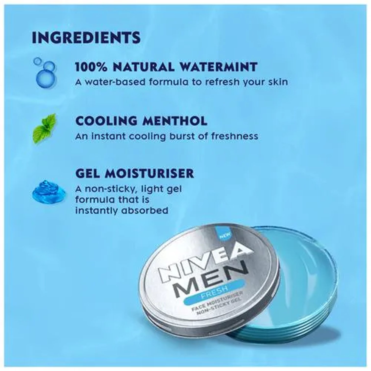 Nivea Men Fresh Face Moisturizer Gel 75ml ครีมเจลมอยซ์เจอร์ไรเซอร์สูตรพิเศษปลุกความสดชื่นให้ผิวหน้าสำหรับผู้ชาย