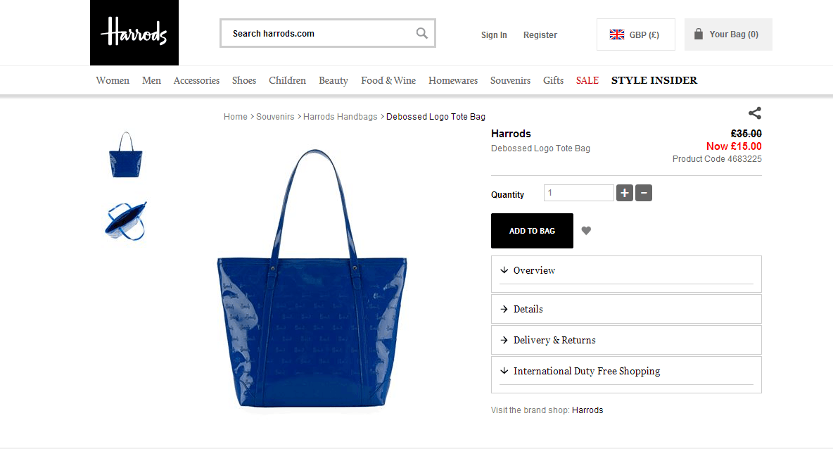 Harrods Debossed Logo Tote Bag ของแท้