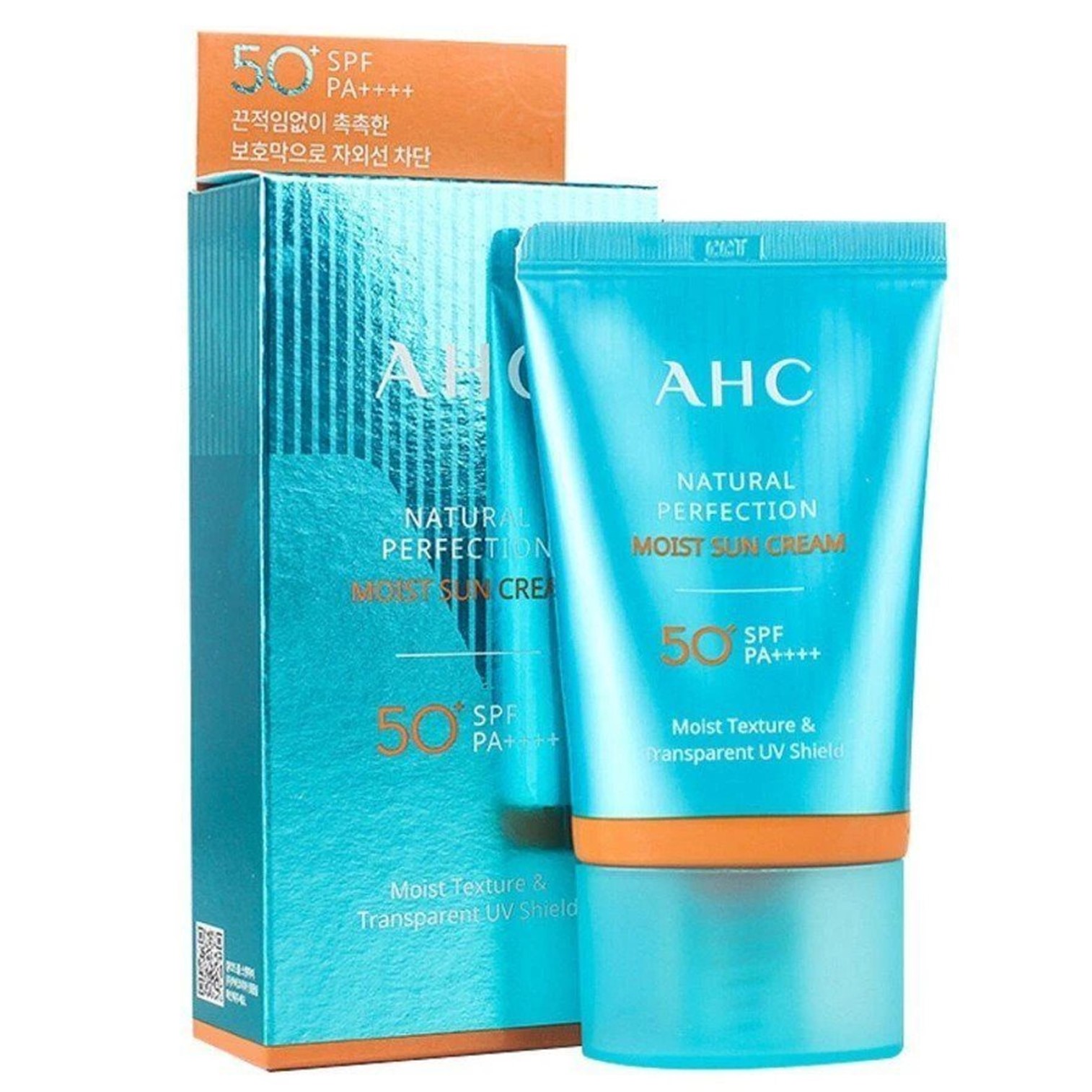 AHC Natural Perfection Moist Sun Cream SPF50+PA+++ 50ml ครีมกันแดดเนื้อบางเบาสำหรับผิวหน้าสูตรพิเศษจากเกาหลีของแท้พร้อมส่ง