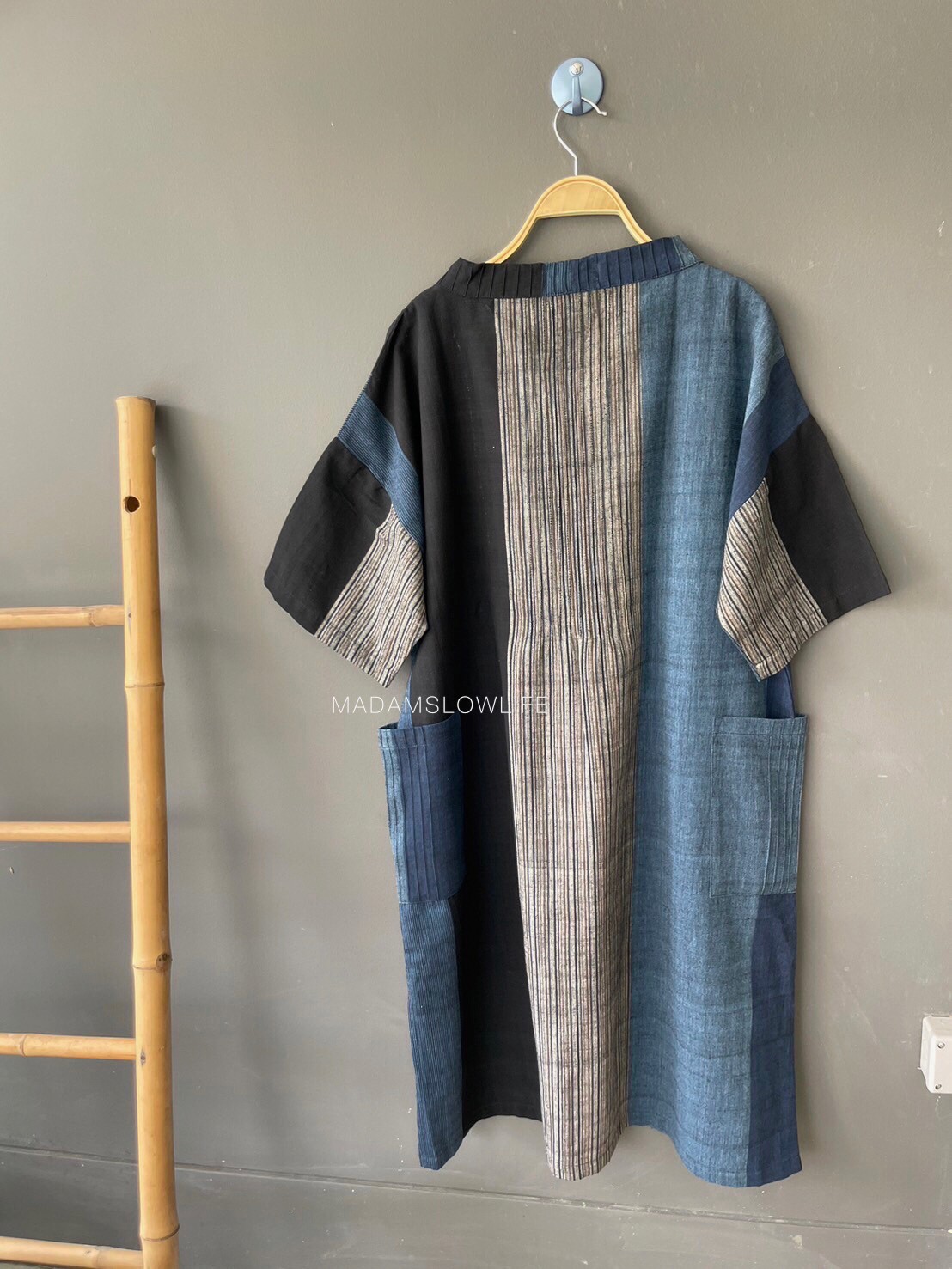 เดรสแซก Size F อก 38-48 ยาว 41 เนื้อผ้าทอด้วยมือ