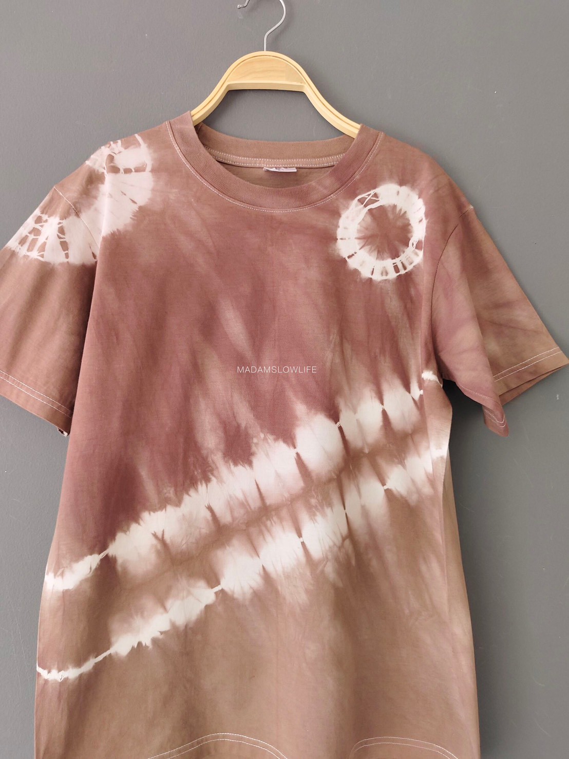 เสื้อยืดผู้ใหญ่ มัดย้อมสีน้ำตาล Size : XS S M L XL 2XL 3XL 4XL 5XL