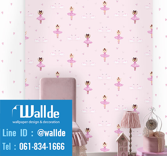 วอลเปเปอร์ห้องเด็ก วอลเปอร์ลายการ์ตูน ลายเด็กผู้หญิง