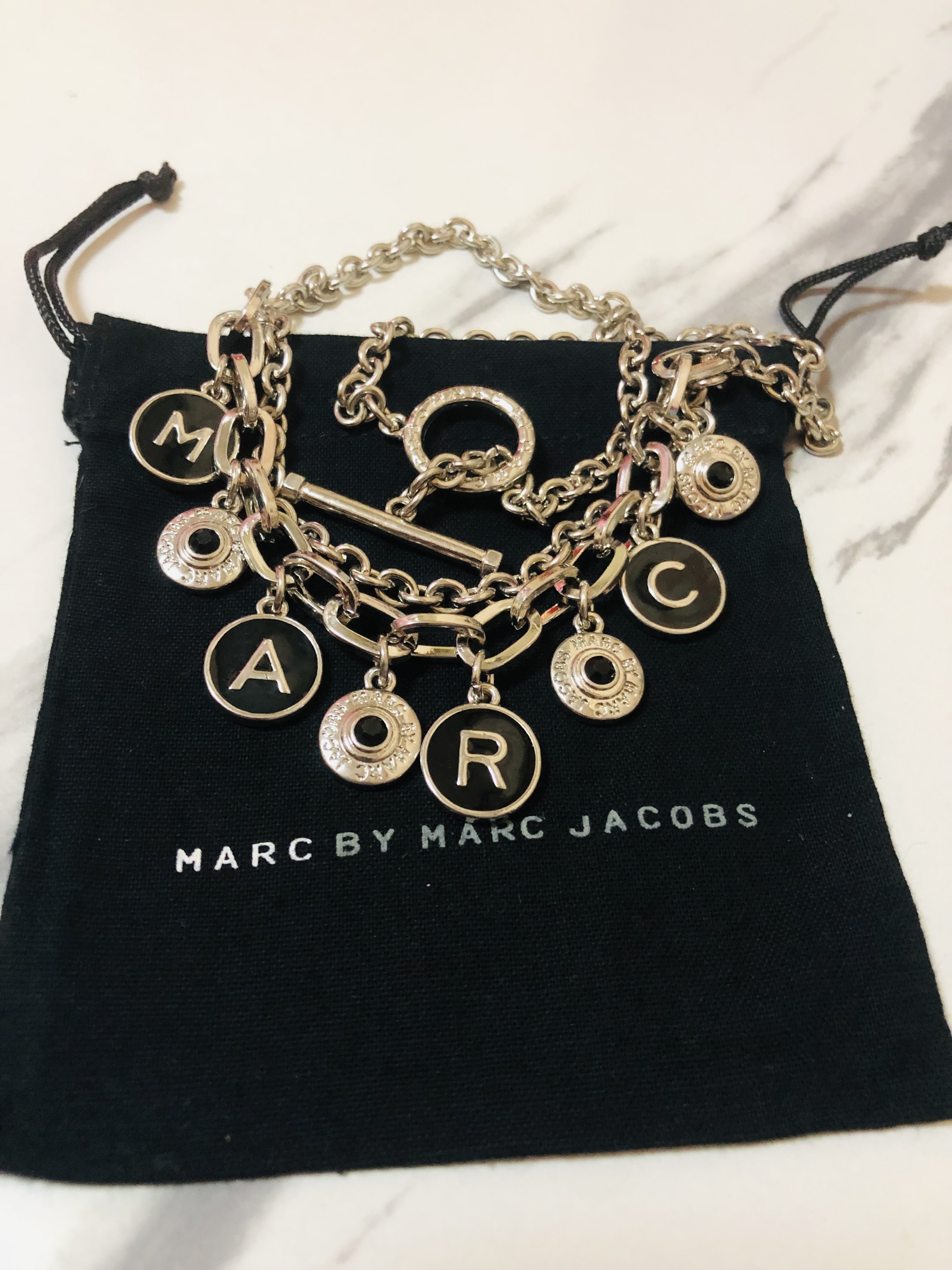 Marc Jacobs Classic Multi Charm Necklace - Silver Black
