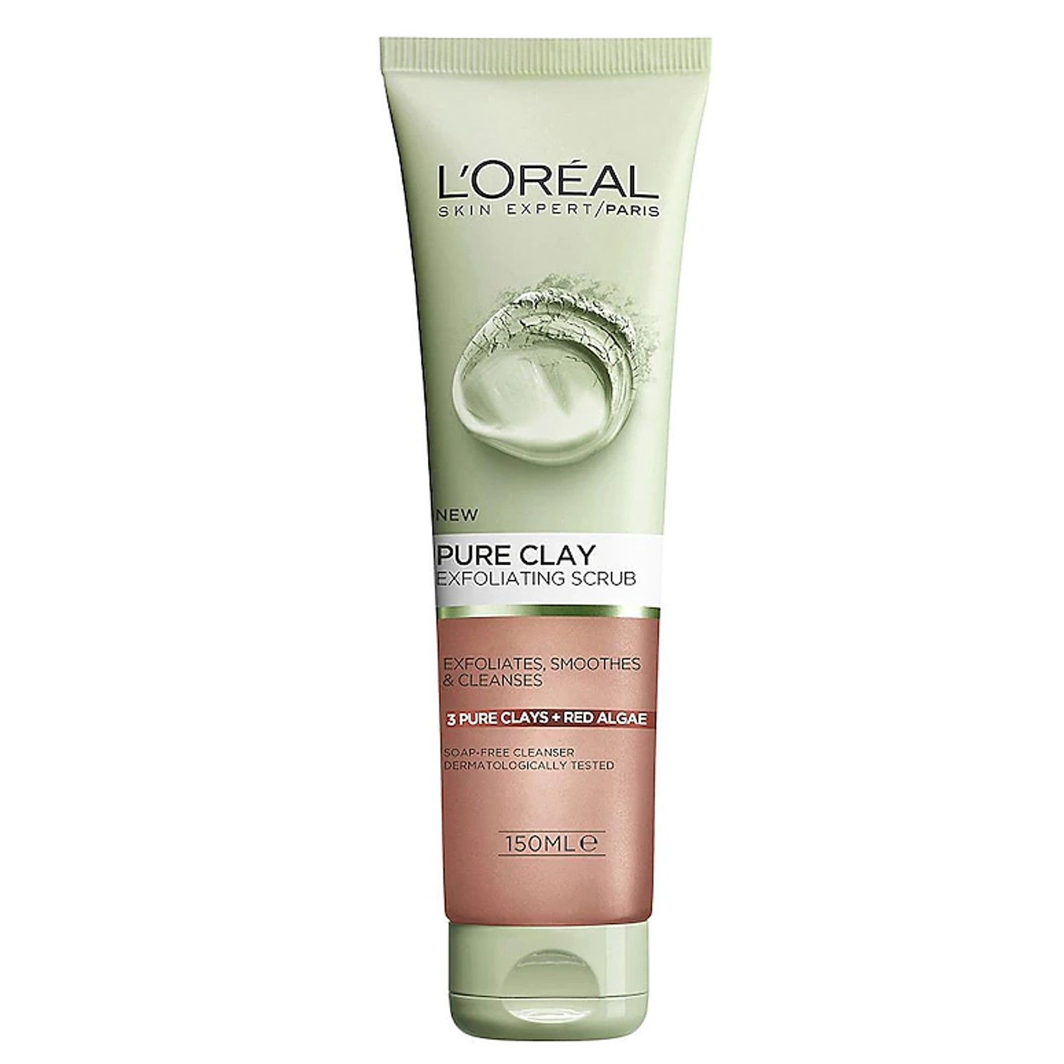 L'Oréal Paris Pure Clay Red Algae Exfoliating Scrub 150ml สครับทำความสะอาดดีท็อกซ์ผิวหน้าสูตรพิเศษจากต่างประเทศ