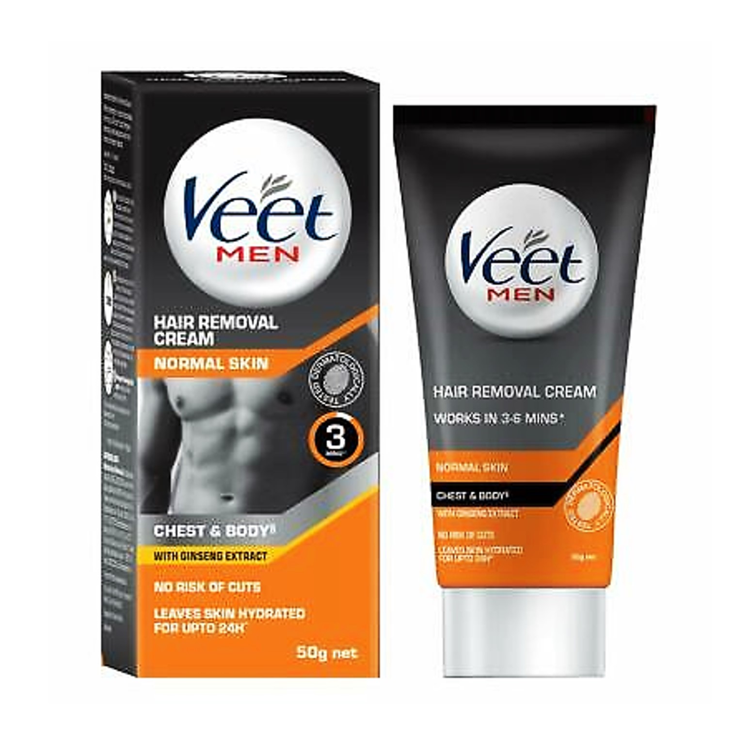 Veet Hair Removal Cream for Men Normal Skin 50g ครีมกำจัดขนบริเวณร่างกายสำหรับผู้ชายสูตรเพื่อผิวปกติสินค้านำเข้าจากต่างประเทศ