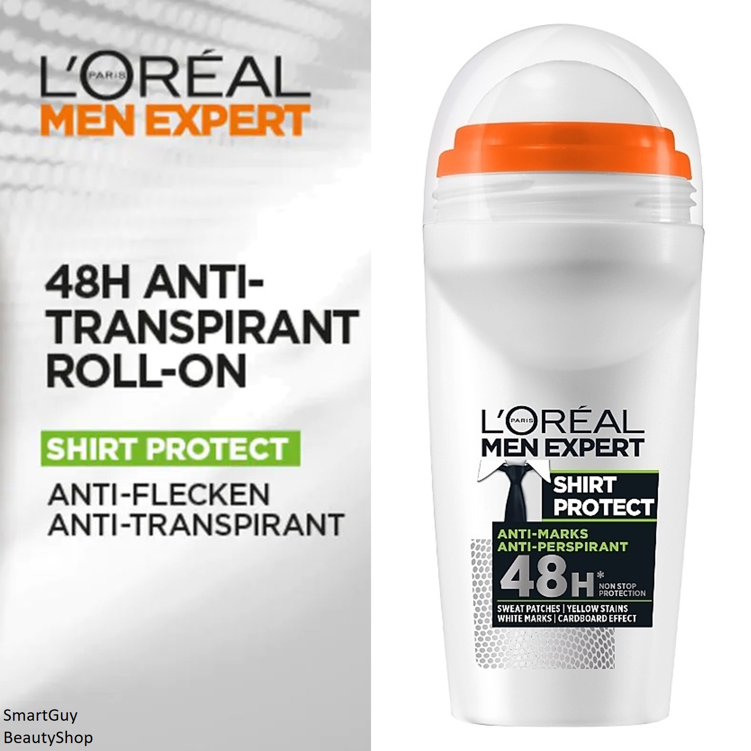 L'Oréal Men Expert Shirt Protect 48H Anti-Perspirant Deodorant Roll-On 50ml ลูกกลิ้งระงับกลิ่นใต้วงแขนสำหรับผู้ชายกลิ่นหอมพิเศษของแท้จากต่างประเทศ