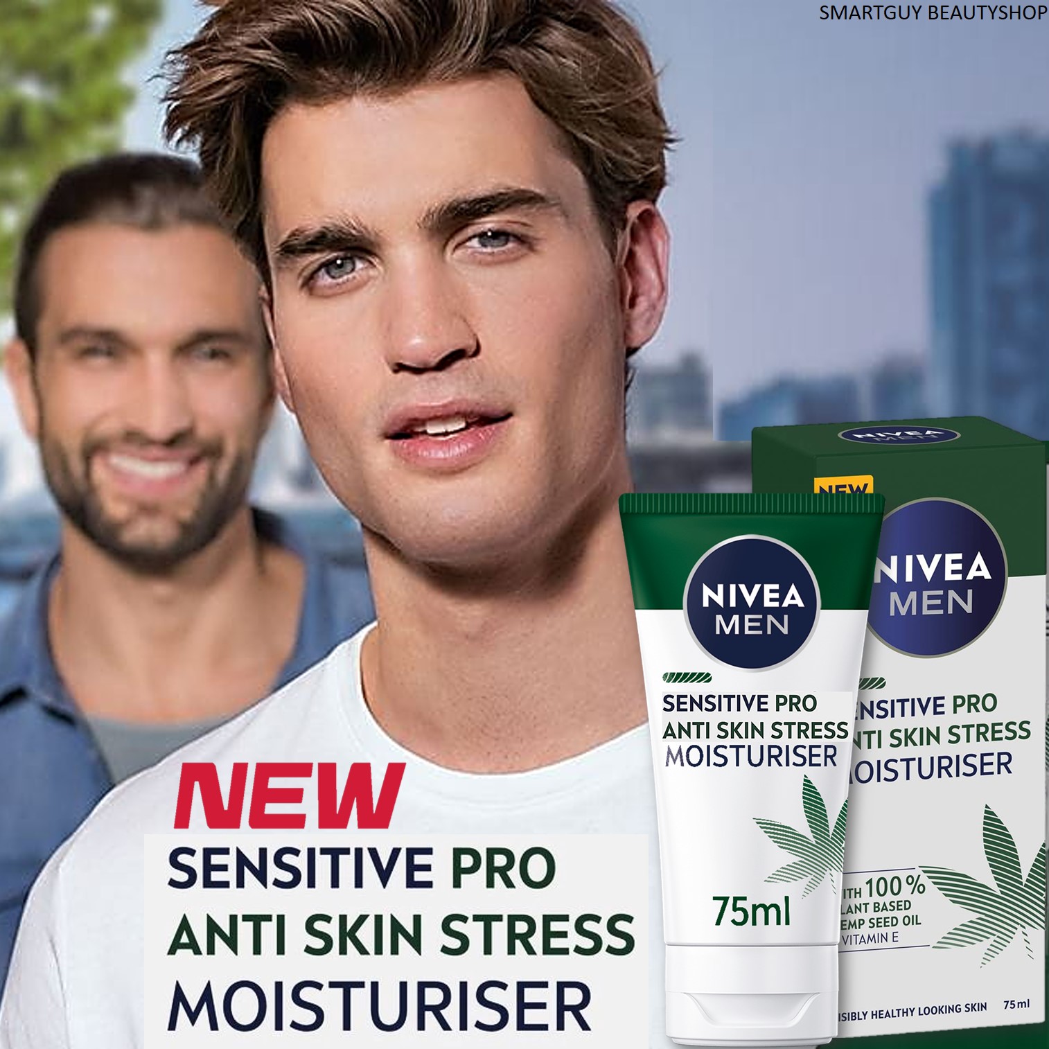 Nivea Men Sensitive Pro Anti Skin Stress Moisturiser 75ml ผลิตภัณฑ์มอยซ์เจอร์ไรเซอร์บำรุงผิวหน้าผู้ชายสุตรใหม่ล่าสุดจากนีเวียเม็นสินค้านำเข้าจากต่างประเทศ
