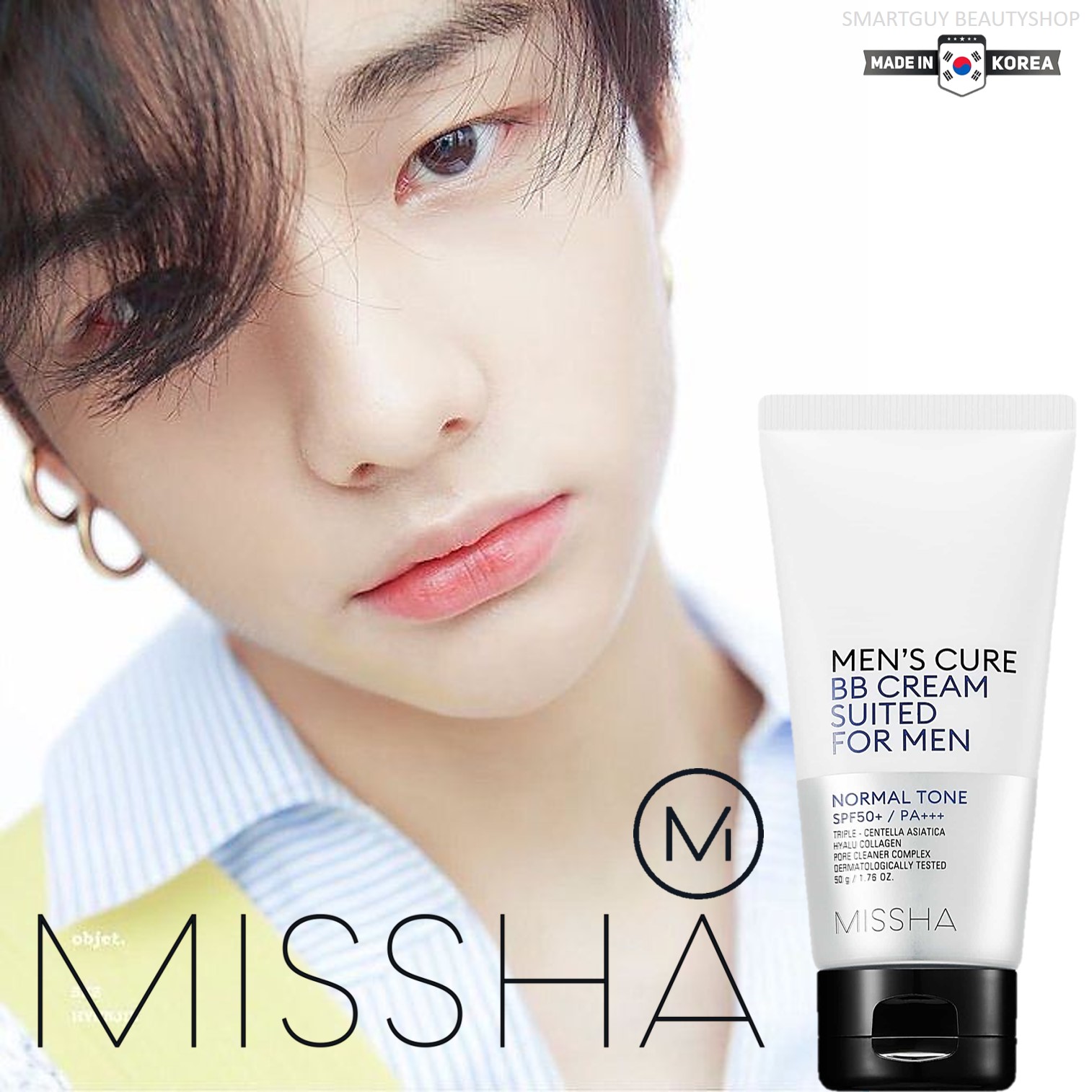 Missha Men's Cure BB Cream Suited For Men Normal Tone 50g บีบีครีมผสมกันแดดเนื้อบางเบาสำหรับผู้ชายจากเกาหลีของแท้