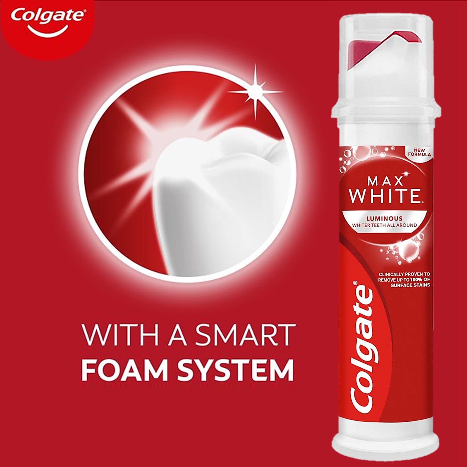 COLGATE Luminous White Brilliant PUMP 100ml ยาสีฟันสูตรพิเศษจากคอลเกตในขวดปั๊มใช้งานสะดวกสินค้านำเข้าจากต่างประเทศพร้อมส่ง