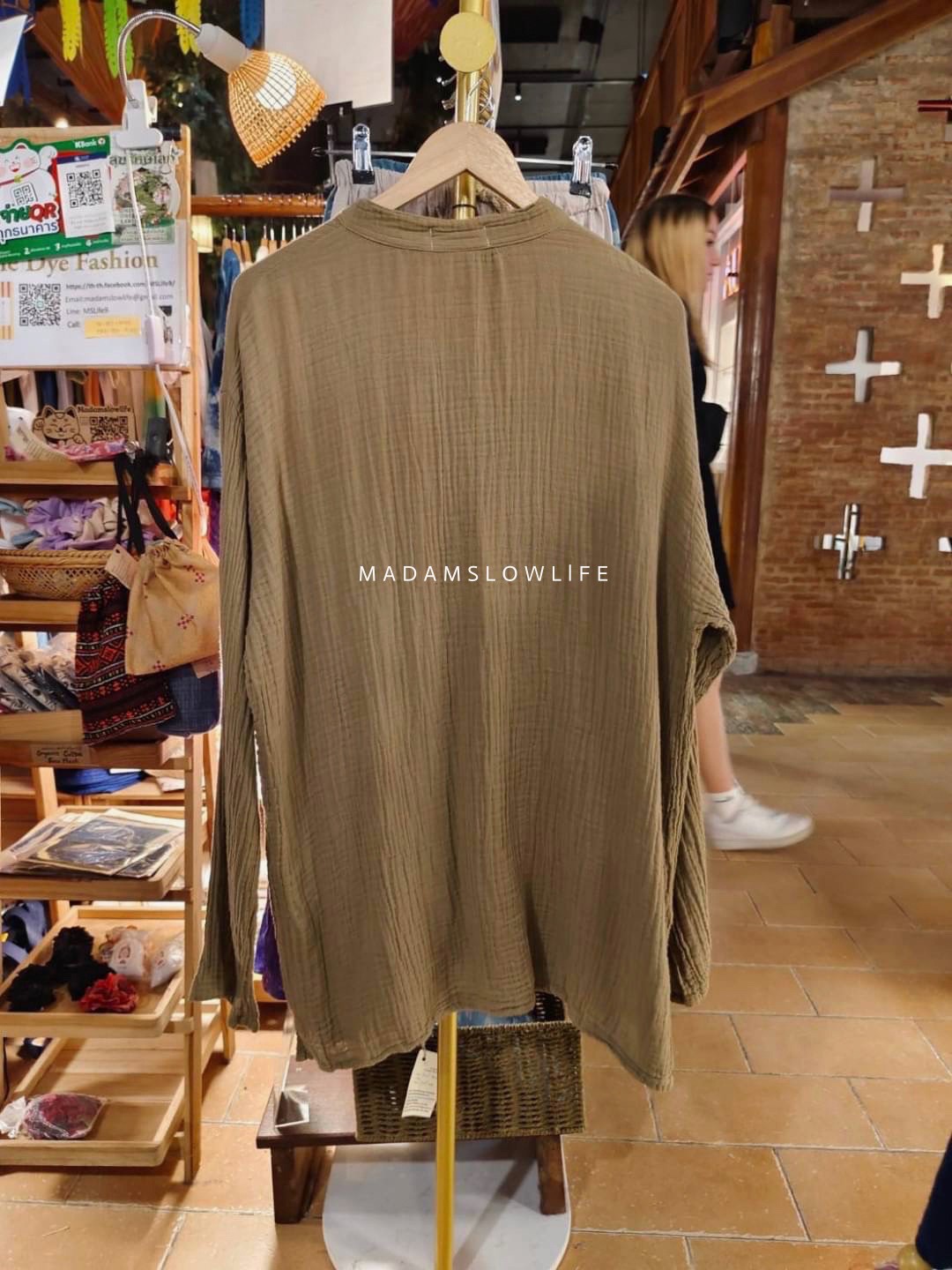 เสื้อแขนยาวคอจีน Size F เนื้อผ้าคอตตอนสาลูพรีเมียม มี 4 สี