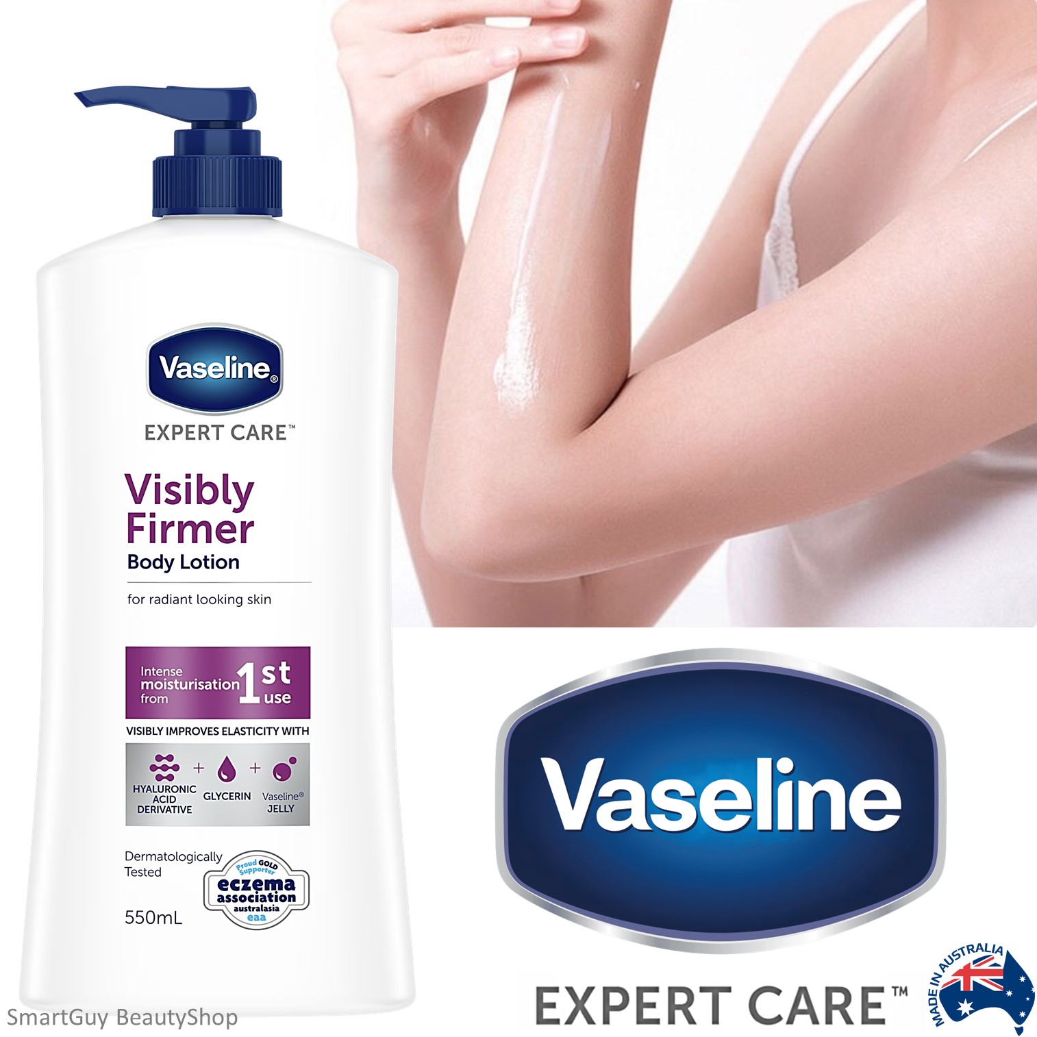 Vaseline Expert Care Visibly Firmer Body Lotion 550ml โลชั่นบำรุงผิวกายสูตรพิเศษจากวาสลีนสินค้านำเข้าจากต่างประเทศพร้อมส่ง