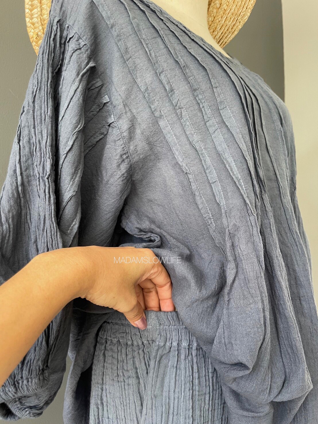 เสื้อ+กางเกงขายาว สีเทาเข้ม สวมใส่สบาย Size:F