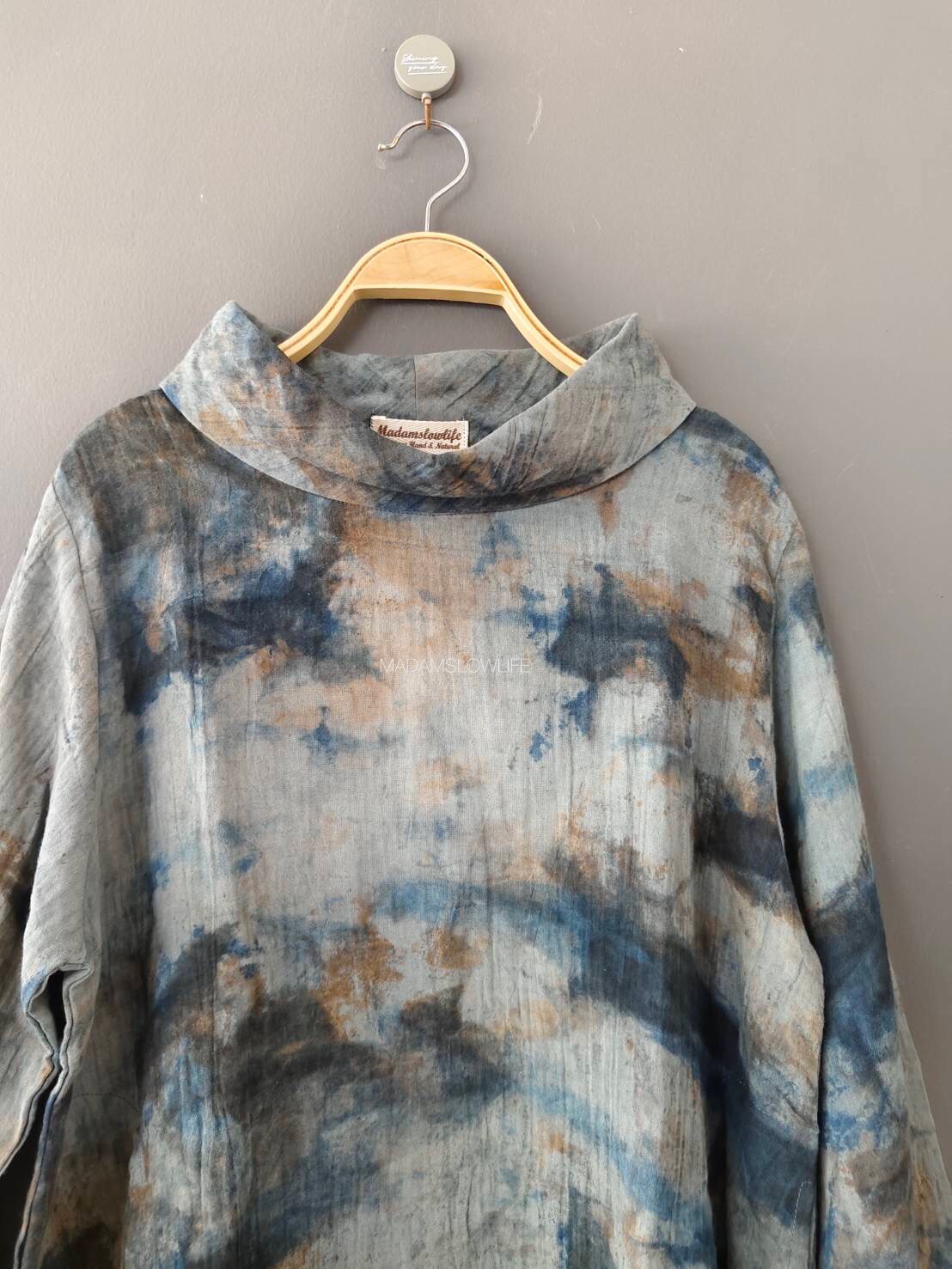 เสื้อคอบัวผู้หญิงแขนยาว Size F มัดย้อมสีปลอดสารพิษ