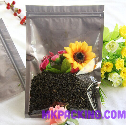 ถุงเมทัลไลท์ หน้าใส หลังฟอยล์ ซิปล็อค ตั้งไม่ได้ ขนาด 9*16 ซม.