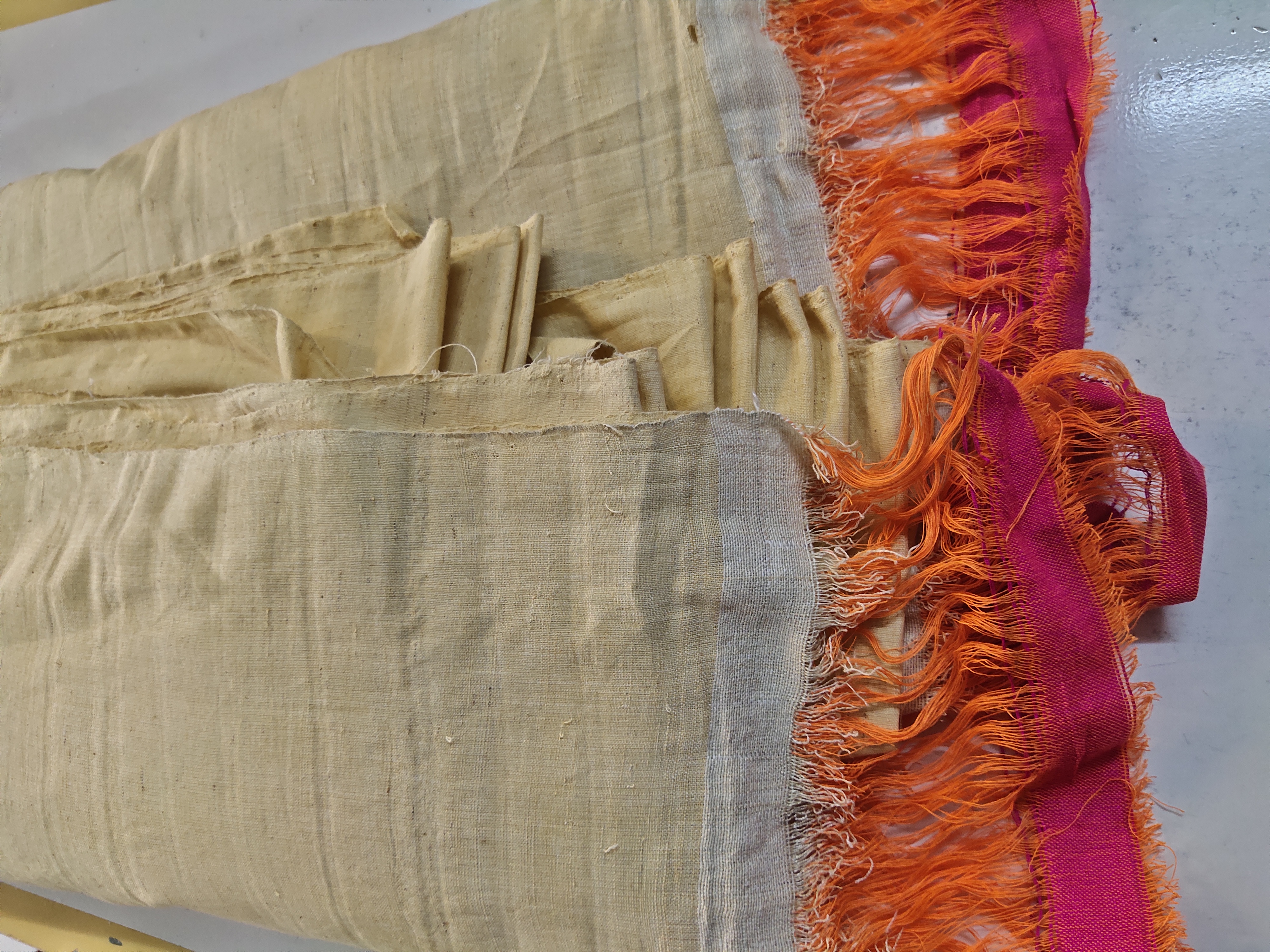 รับผลิตผ้าฝ้ายทอมือ สีธรรมชาติ 100% Cotton Fabric Hand Weaved 120 cm Natural Hand made