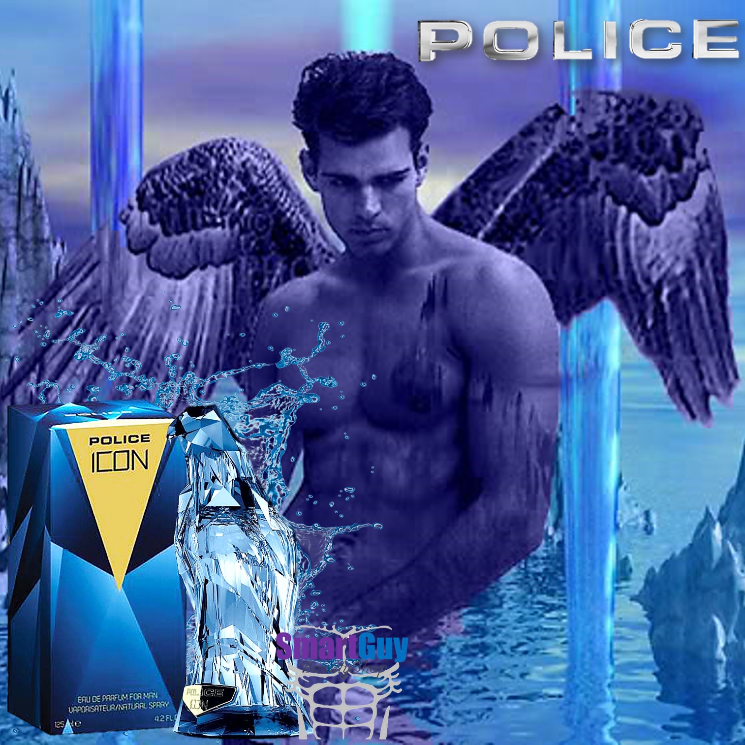 POLICE ICON Eau De Parfum For Man 125ml. น้ำหอมลิขสิทธิ์แท้จากแบรนด์โปลิสกลิ่นหอมเย็นสุดคูลสำหรับผู้ชายสปอร์ตแมนผสานความเซ็กซี่น่าค้นหา สินค้านำเข้าของแท้ 100%