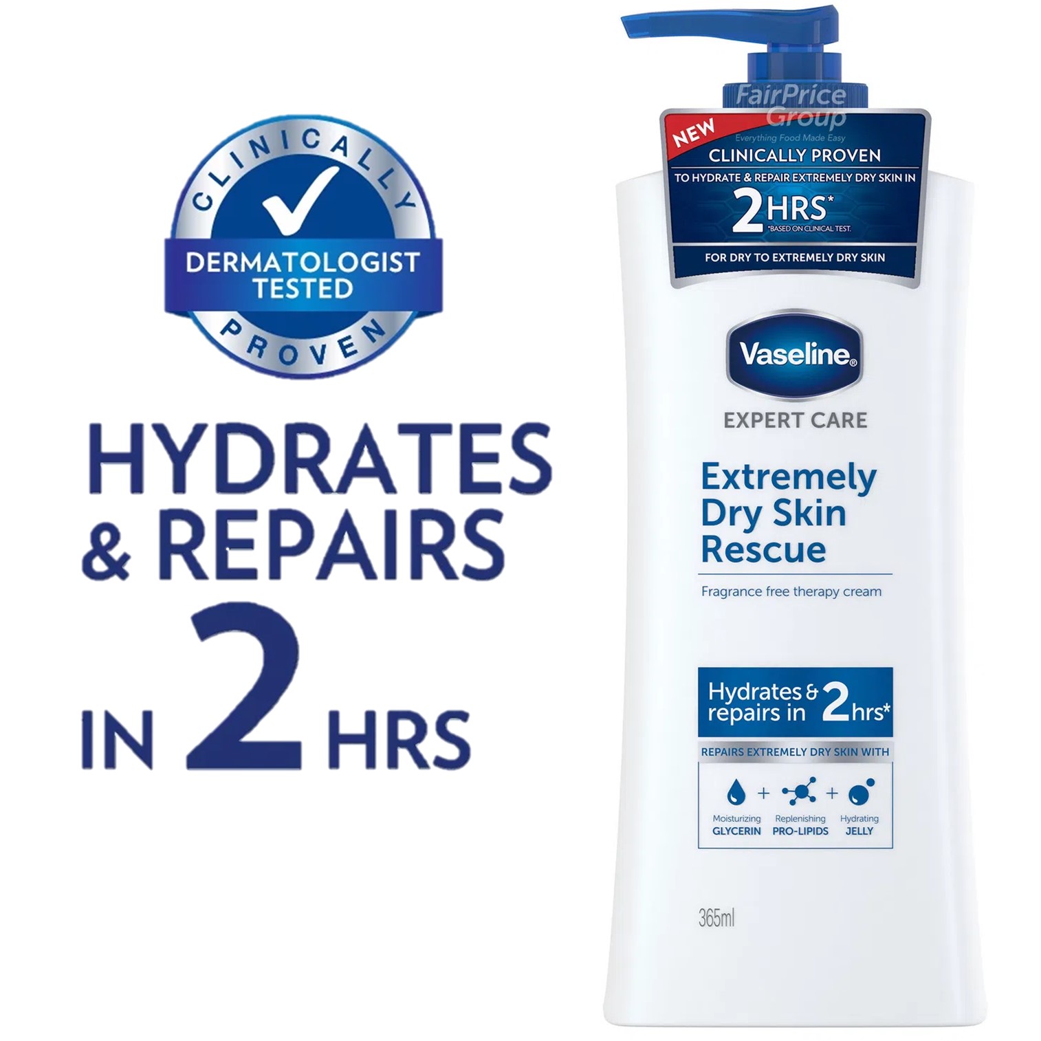 VASELINE Expert Care Extremely Dry Skin Rescue 365ml ผลิตภัณฑ์บำรุงผิวกายสูตรสำหรับผิวแห้งมากสินค้านำเข้าจากออสเตรเลียรับประกันของแท้พร้อมส่ง
