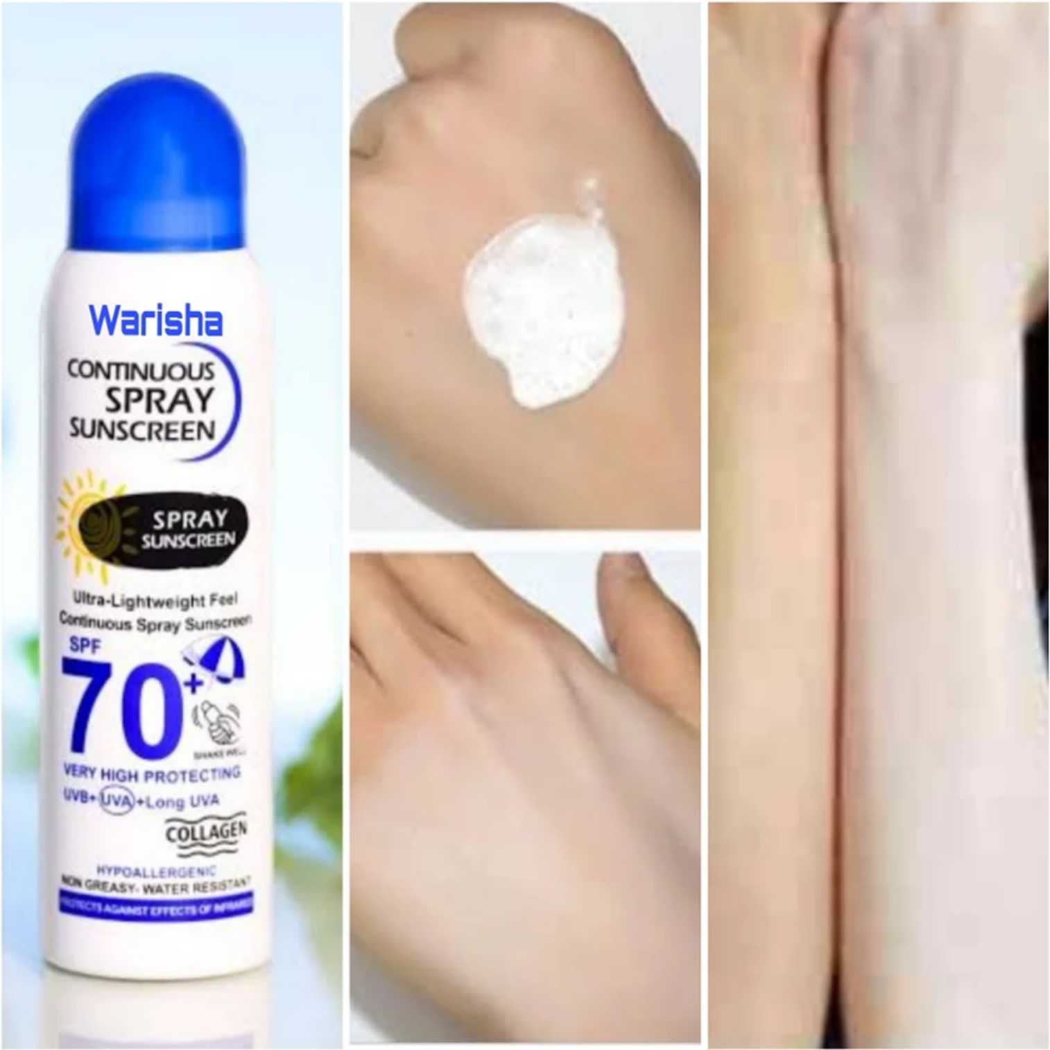 Wokali Continuous Spray Sun Screen 230ml สเปรย์กันแดดเนื้อบางเบาสำหรับหน้าและผิวกายสูตรพิเศษพร้อมบำรุงผิวสินค้านำเข้าจากต่างประเทศรับประกันของแท้พร้อมส่ง