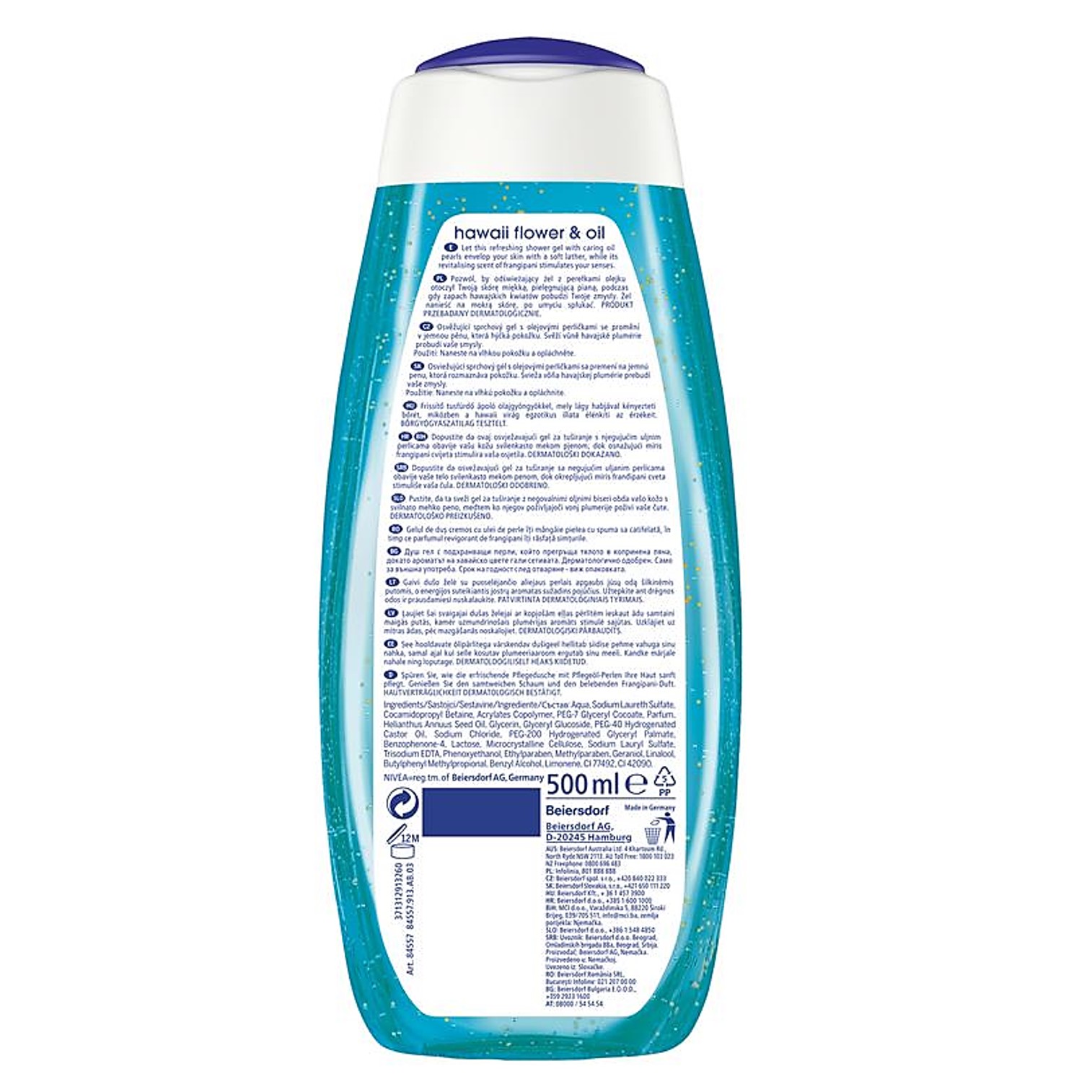 NIVEA HAWAII FLOWER & OIL SHOWER GEL 500ml เจลอาบน้ำกลิ่นหอมใหม่สูตรพิเศษจากนีเวียสินค้านำเข้าจากออสเตรเลีย