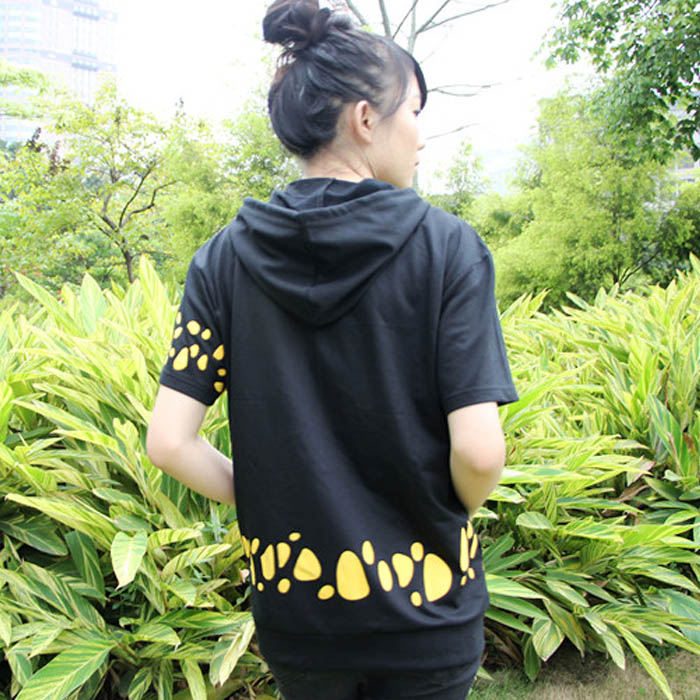 เสื้อฮู้ดวันพีชแขนสั้น ลอว์ดำ