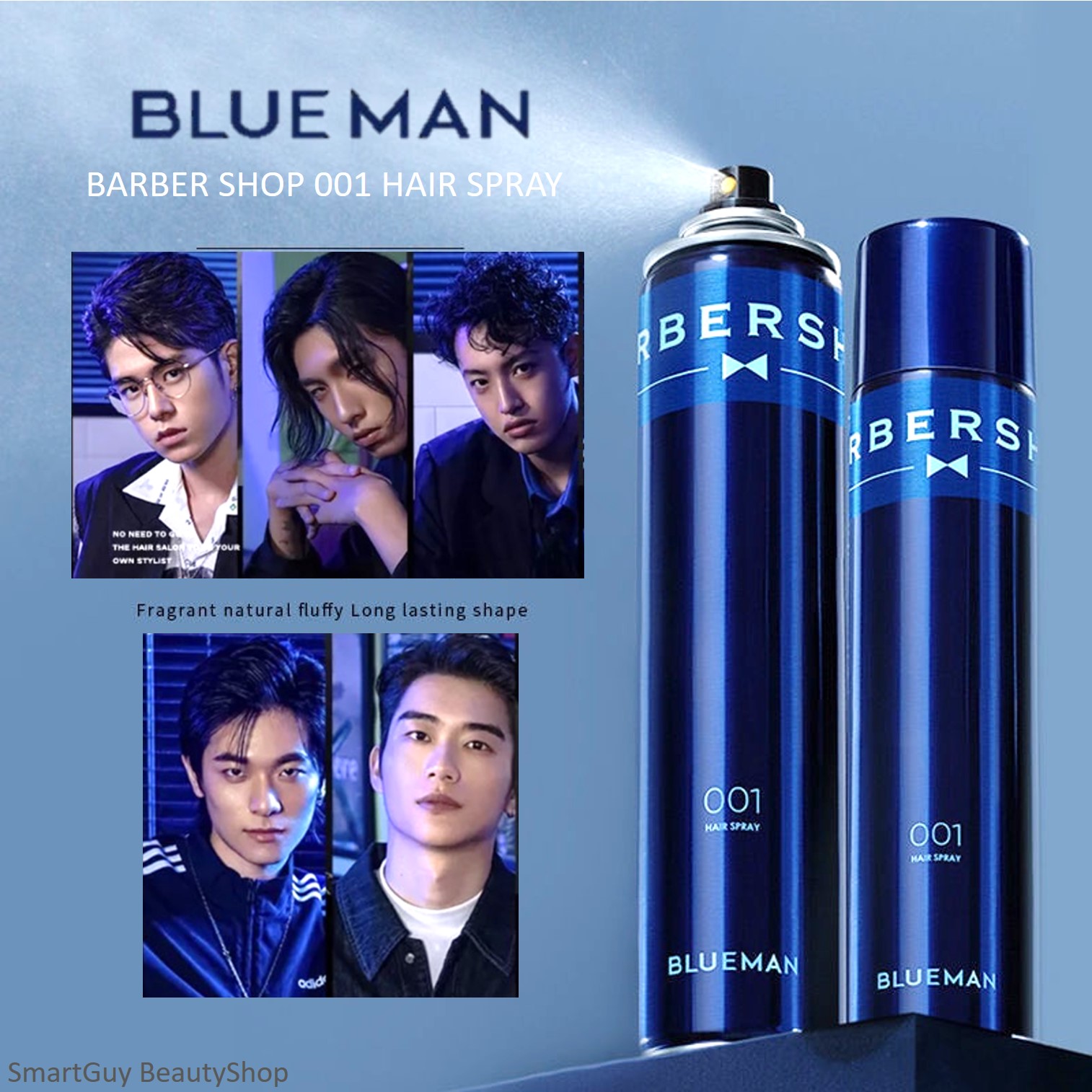 BlueMan Extra HOLD long lasting hair spray 420ml สเปรย์จัดแต่งทรงผมและบำรุงเส้นผมคุณภาพสูงสำหรับผู้ชายหล่อดูดี