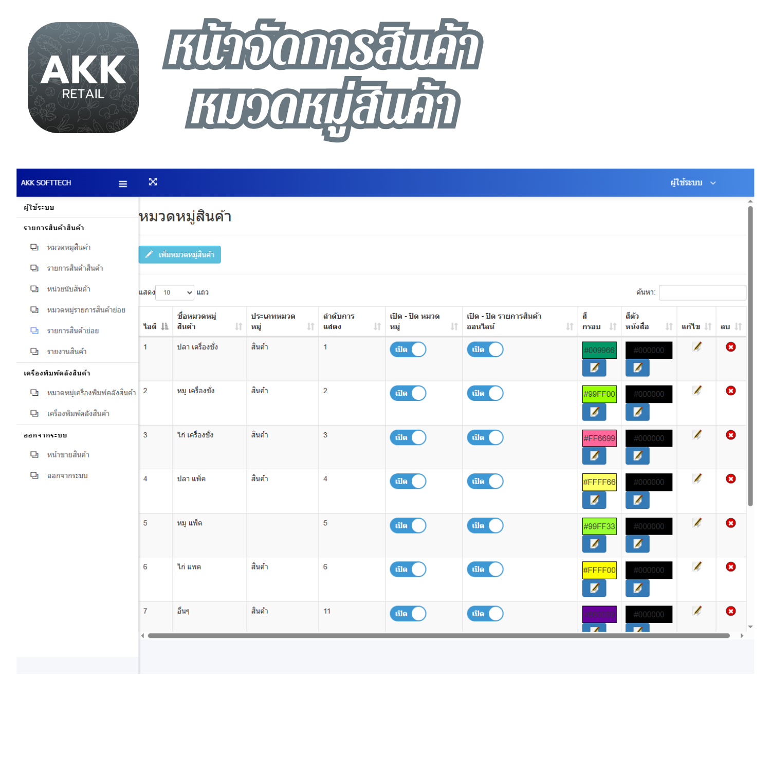 โปรแกรมขายหน้าร้าน ค้าปลีก ค้าส่ง (AKK-Retail) (ติดตั้งออนไลน์ผ่านอินเตอร์เน็ต)