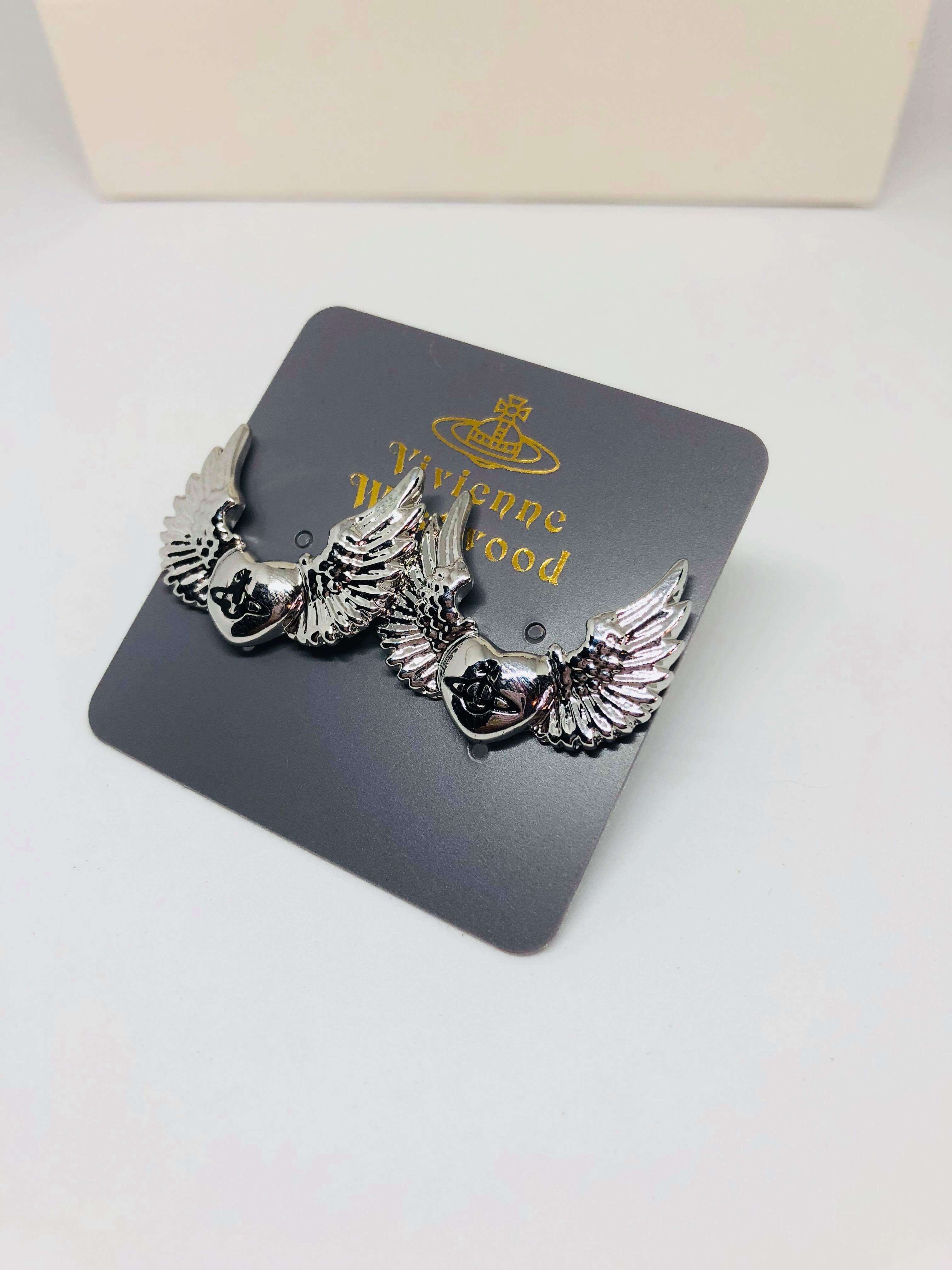 Vivienne Westwood Heart Orb Wings Earrings