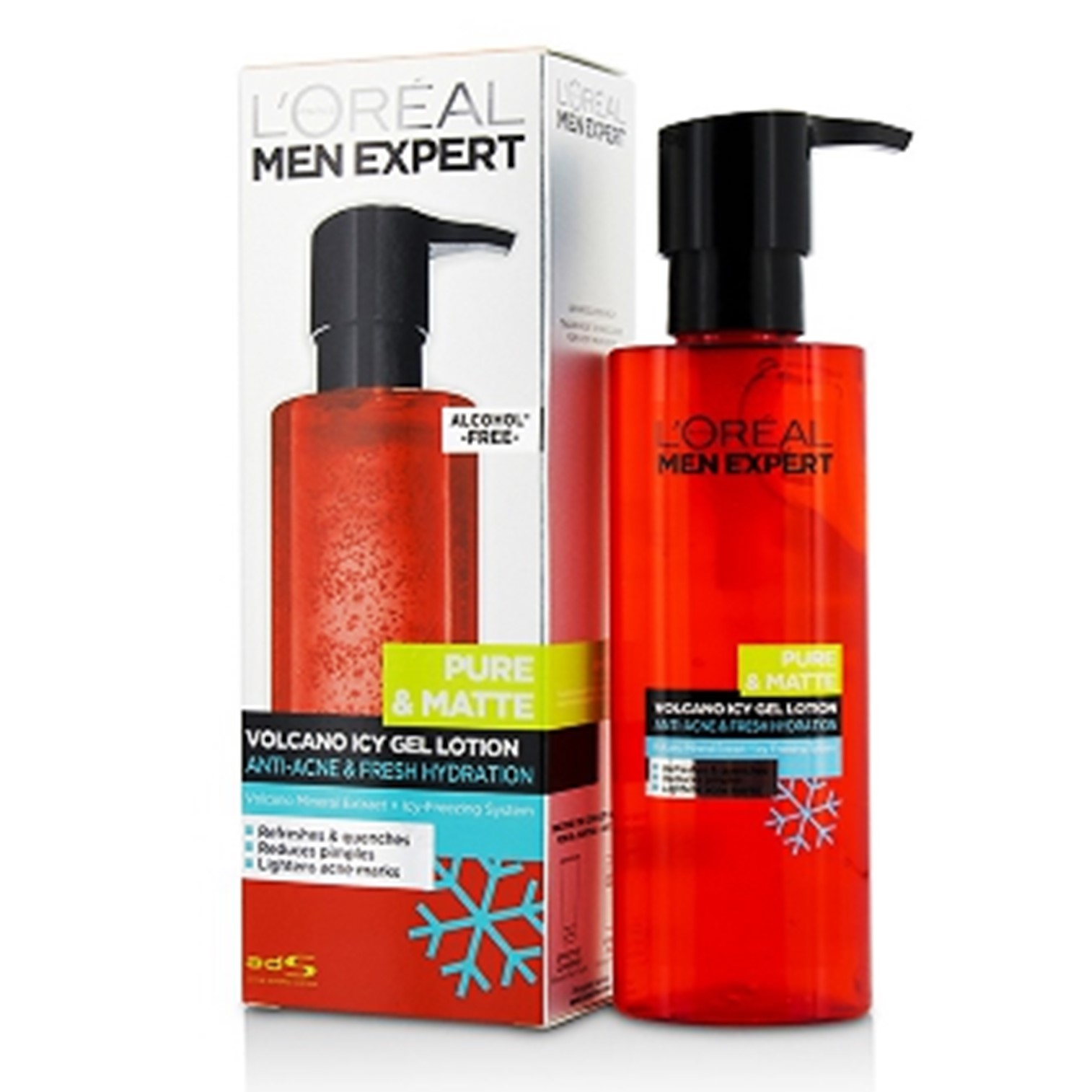 L'Oreal Men Expert Pure & Matte Volcano Icy Gel Lotion 120ml ผลิตภัณฑ์บำรุงผิวหน้าผู้ชายสูตรพิเศษผิวหน้าแลดูกระจ่างใสอ่อนกว่าวัยของแท้พร้อมส่ง