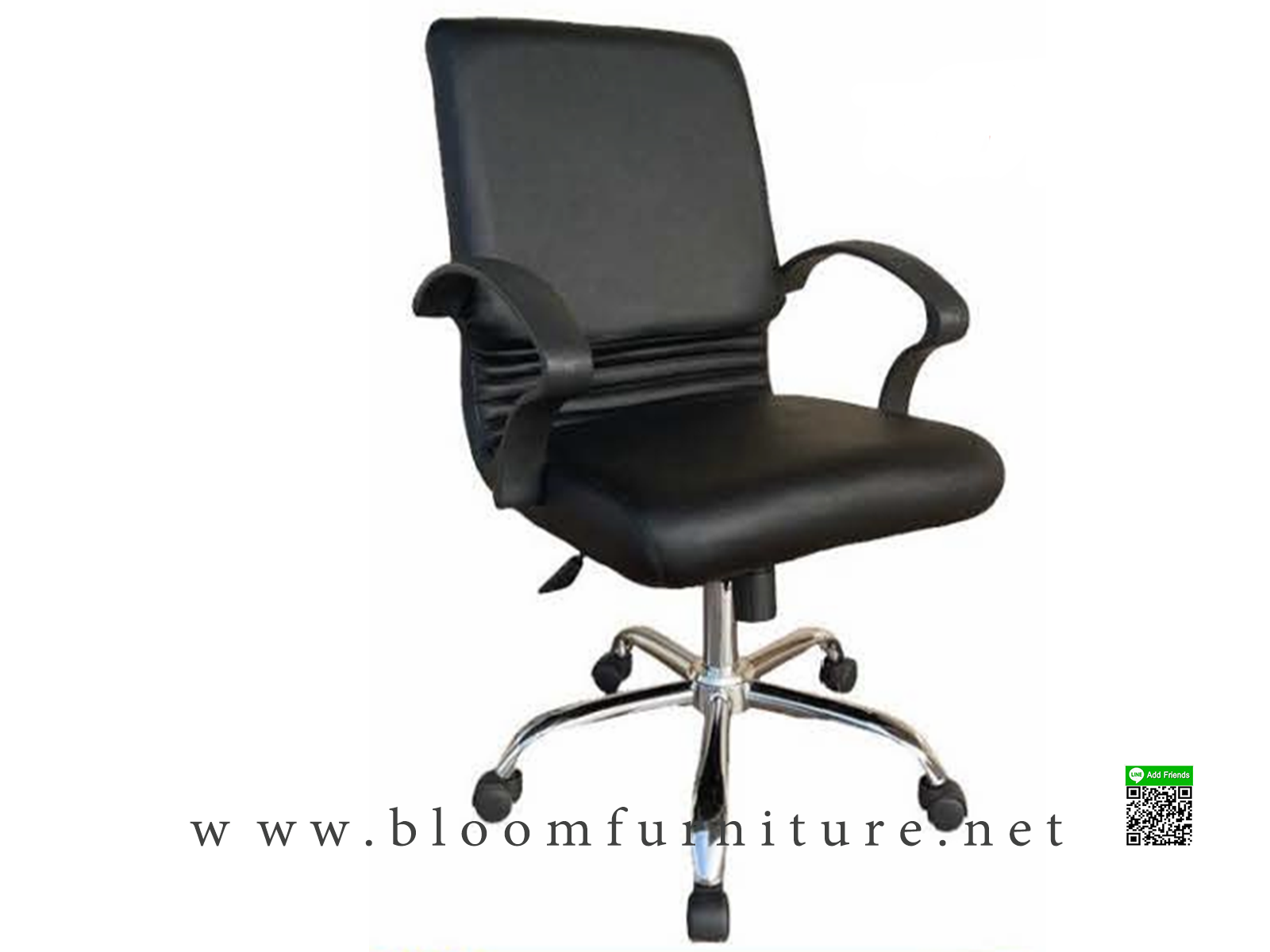 เก้าอี้สำนักงานหุ้มหนัง มีโช๊คปรับสูงต่ำ ขนาด 62x67x94-102 ซม.