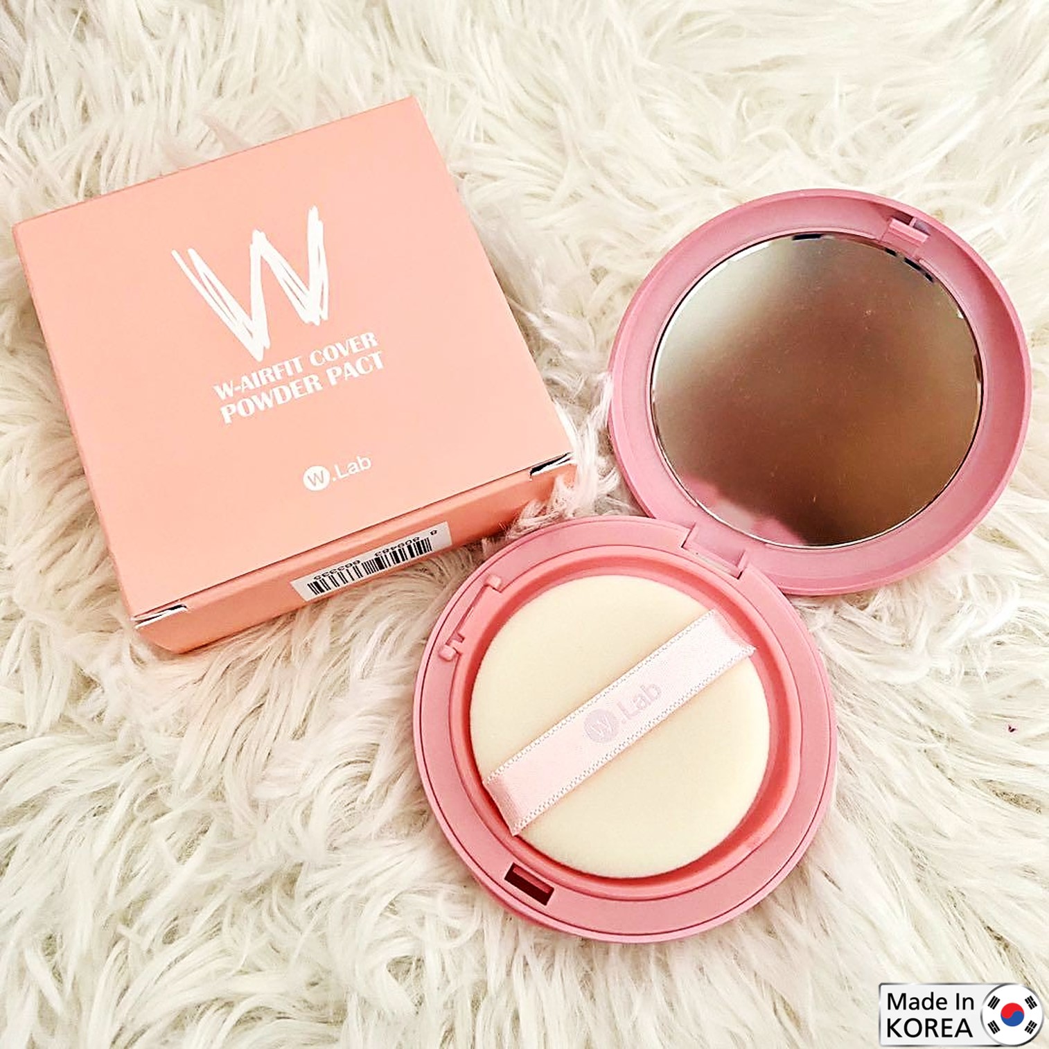W.Lab W-Airfit Cover Powder Pact Nudie Pink 12g แป้งพัฟคุมมันเนื้อบางเบาเพื่อผิวหน้าแลดูกระจ่างใสมั่นใจตลอดวันสินค้านำเข้าจากเกาหลีรับประกันของแท้พร้อมส่ง