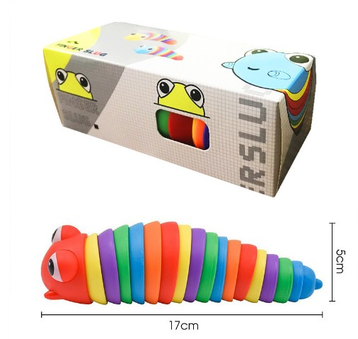 Fidget slug ตัวหนอนน่ารัก สายรุ้ง ของเล่น คลายเครียด ไหลลื่น เล่นเพลิน ของเล่นเสริมพัฒนาการ หนอน pop it caterpillar toys