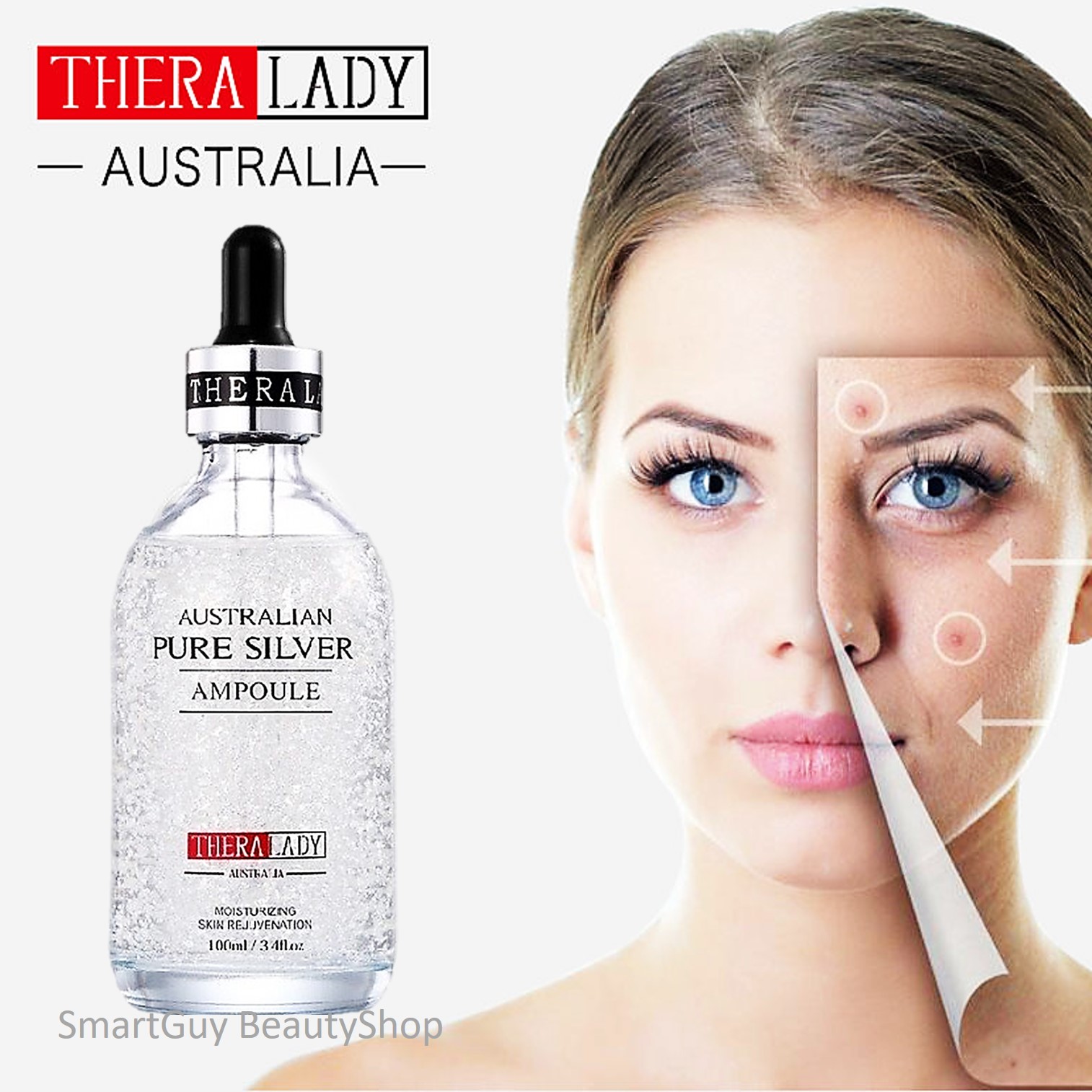 Thera Lady Pure Silver Ampoule Moisturizing Skin Rejuvenation 100ml เซรั่มเงินบริสุทธิ์บำรุงผิวหน้าแบบถึงขีดสุดของแท้จากออสเตรเลีย
