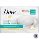 Dove Sensitive Beauty Cream Bar 4x90g สบู่อาบน้ำสูตรอ่อนโยนสำหรับผิวแพ้ง่ายสินค้านำเข้าจากออสเตรเลียของแท้พร้อมส่ง(แพ็ค4ก้อน)