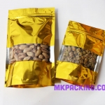 ถุงฟอยด์ทองวาว หน้าต่างใส ซิปล็อค ตั้งได้