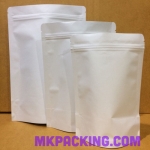 ถุงกระดาษคราฟท์ขาวไม่เคลือบ ทึบ ด้านในฟอยล์ ซิปล็อค ตั้งได้ ขนาด 9x14+3 ซม.