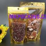 ถุงเมทัลไลท์ หน้าใส หลังทอง ซิปล็อค ตั้งได้ ขนาด 13x20+4cm