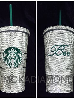 แก้ว Starbucks ติดเพชร ขนาด Grande 16 oz. สีขาวใส