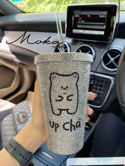 แก้วสตาร์บัคติดเพชร สั่งทำโลโก้พิเศษ