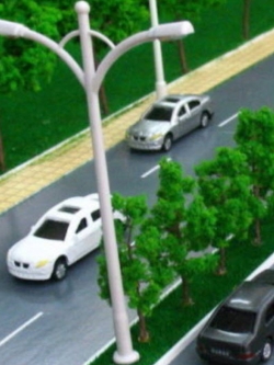 เสาไฟถนนสองกิ่ง 6V สูง 5.5 ซ.ม. (สเกล 1:200) / 5 ต้น