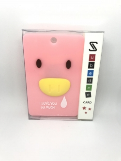 ที่ใส่คีย์การ์ดมีพวงกุญแจ ฺหมูชมพู