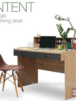 โต๊ะทำงาน โต๊ะเขียนหนังสือ พร้อมปลั๊กไฟในตัว ขนาด 120x60x75 (ด้านบน 95 ซม)