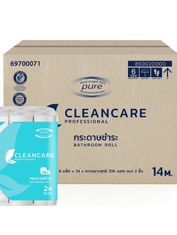 กระดาษชำระม้วนเล็ก Clean Care 14m.x144ม้วน