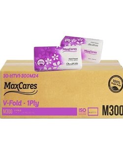 กระดาษเช็ดมือ Maxcares หนา 1 ชั้น ขนาด 20x20cm.