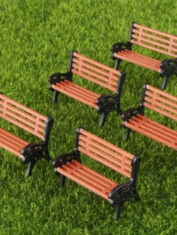 ม้านั่งยาว สเกล 1:30 สีน้ำตาล ชุด 5 ตัว