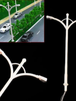 เสาไฟถนนสองกิ่ง 6V สูง 10 ซ.ม. (สเกล 1:100) / 5 ต้น