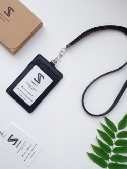 ซองใส่บัตร พร้อมสายคล้องบัตร : Black (สีดำ)