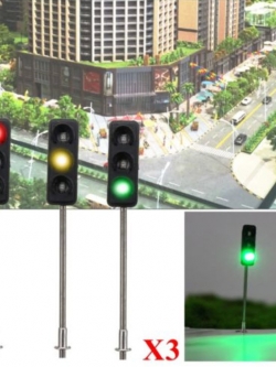เสาไฟสัญญาณจราจร (สเกล 1:100) สูง 5 ซ.ม. / 3 ต้น