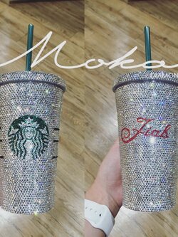 แก้ว Starbucks ติดเพชร ขนาด Grande 16 oz. สีขาวใส
